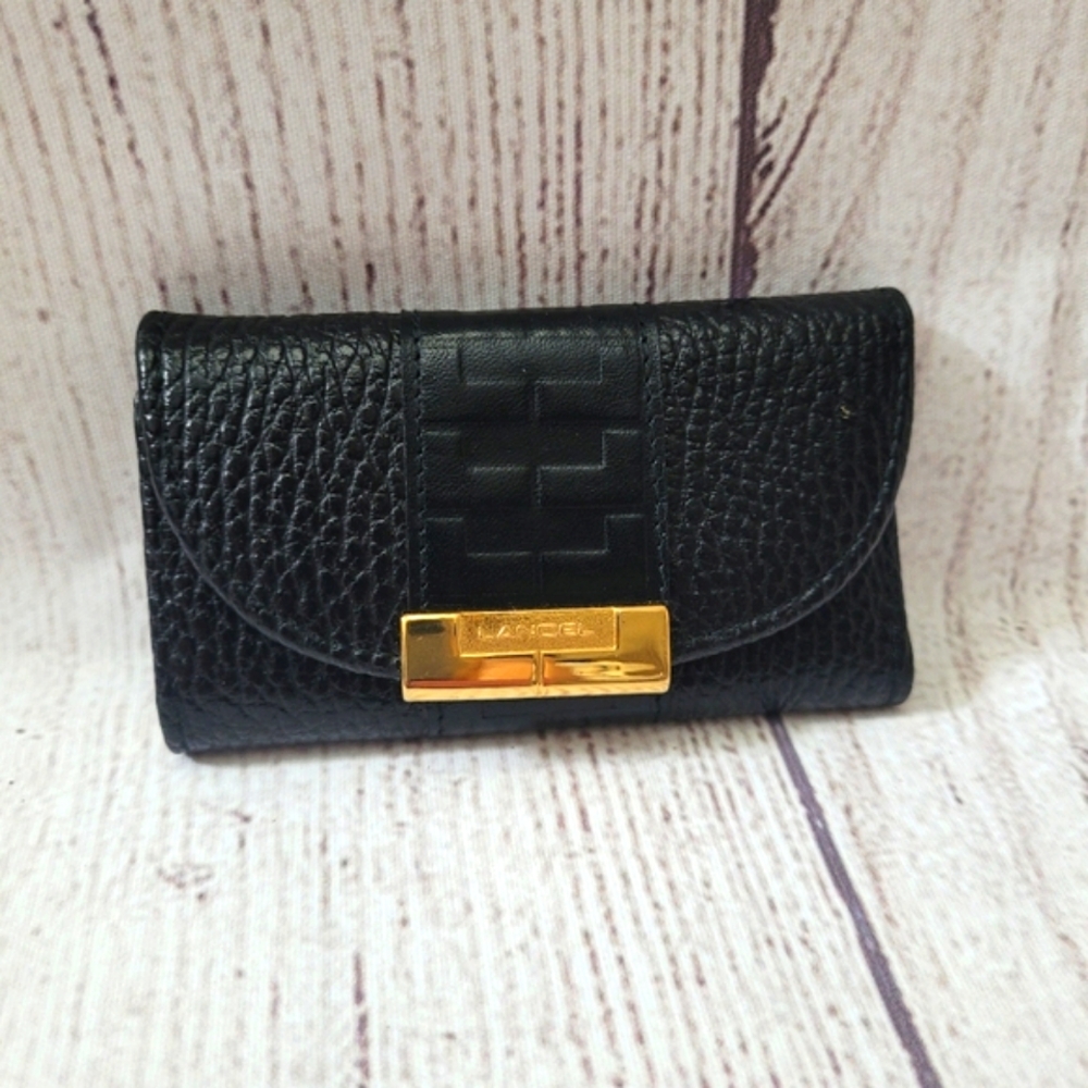 Lancel Key Card leather Wallet Black/Gold
